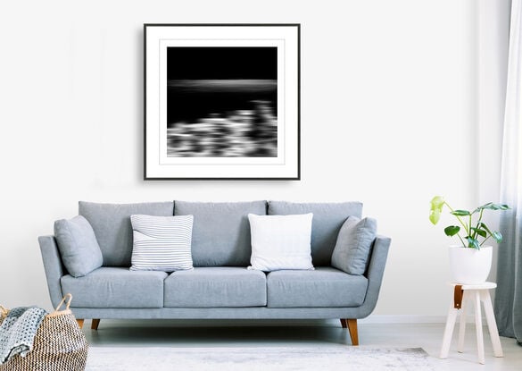 black and white seascape in abstract form