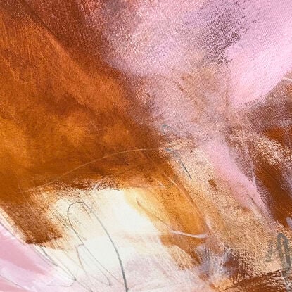 neutral and rich earthy tones from nature of pink, blush, rust, black, grey and white expressive marks across an extra large canvas