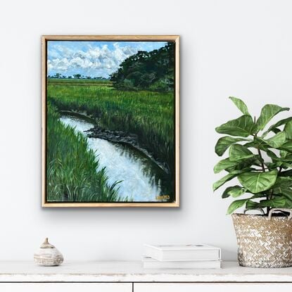 Grasslands and water in Mount Pleasant near Charleston, South Carolina, USA. 