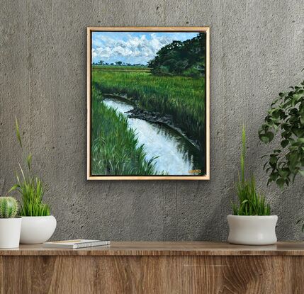 Grasslands and water in Mount Pleasant near Charleston, South Carolina, USA. 