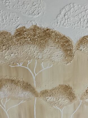 Sandy Dunes on a beach landscape with tall beach Trees with white dreaming Clouds