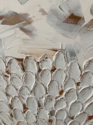 Neutral bleached coral tones over sandy bases.  Patterned movements of nature. Canopy protects and shelters.