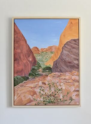 Inspired by a trip to Kara Tjuta and the awe inspiring rock formations and desert flowers. Australiana desert landscape - The Olga’s. 