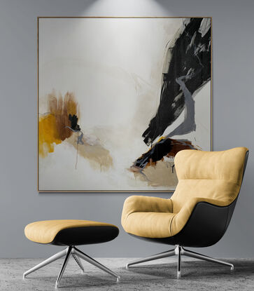 bold marks in warm earthy browns, black mixed with red and yellow ochre across the canvas suggestive of travelling through lives landscape of valleys, and open spaces made from large expressive marks.