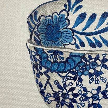 blue and white bowls