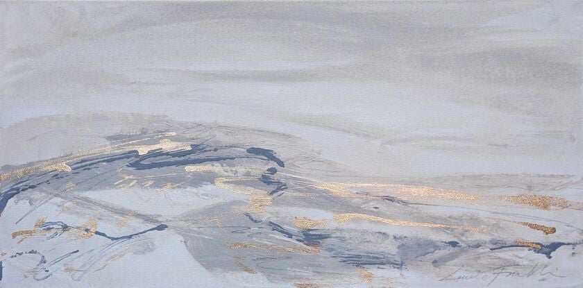 An abstract painting of the Australian outback in neutral colours 