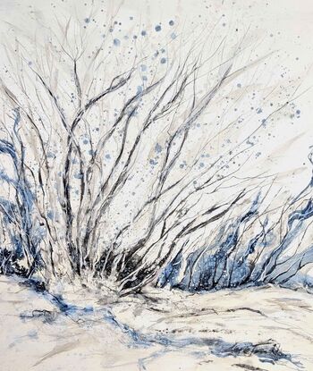 A large abstract landscape of the Victorian Alpine trees with snow, snowy landscape