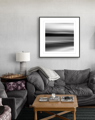 black and white seascape in abstract form