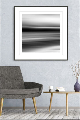 black and white seascape in abstract form