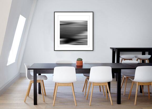 black and white seascape in abstract form