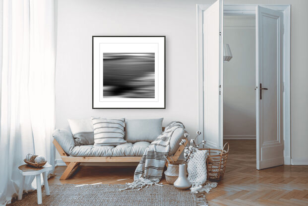 black and white seascape in abstract form