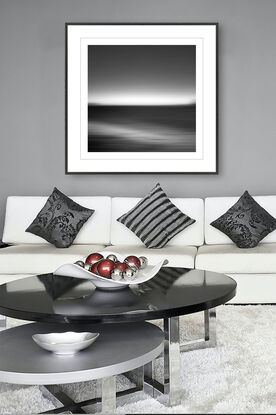 black and white seascape in abstract form