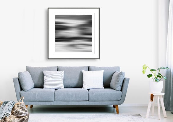 black and white seascape in abstract form