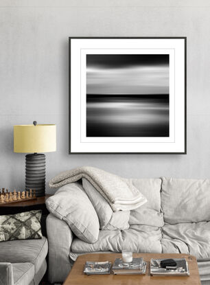 black and white seascape in abstract form