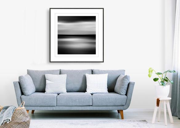 black and white seascape in abstract form