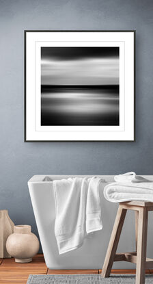 black and white seascape in abstract form