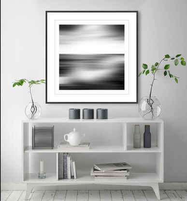 black and white seascape in abstract form