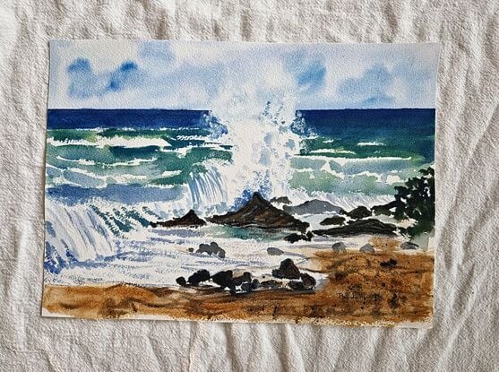 A watercolour painting inspired by the beach.