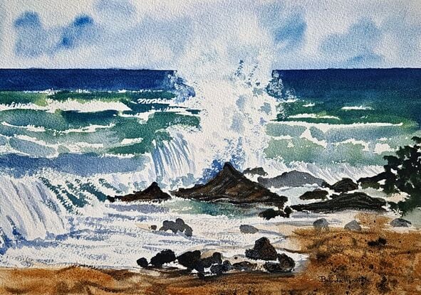 A watercolour painting inspired by the beach.