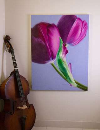 Purple tulips love story oil painting