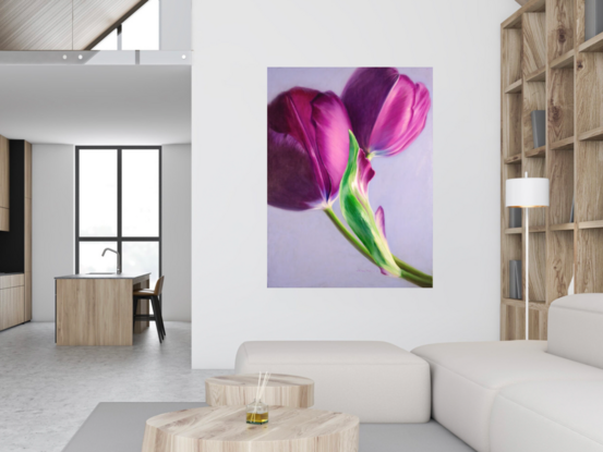 Purple tulips love story oil painting