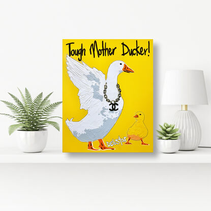 tough mother duck vibrant yellow funny