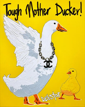 tough mother duck vibrant yellow funny