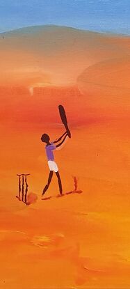 Kids playing cricket in the remote Outback.