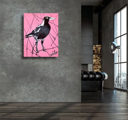 cheeky Australian Magpie Pink Pop