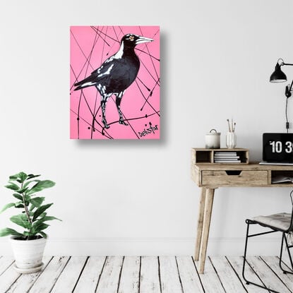 cheeky Australian Magpie Pink Pop