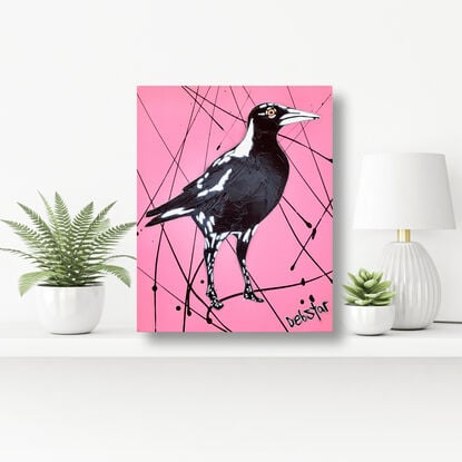 cheeky Australian Magpie Pink Pop