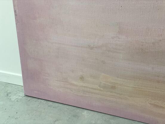 large minimalist pink abstract on a square canvas on linen