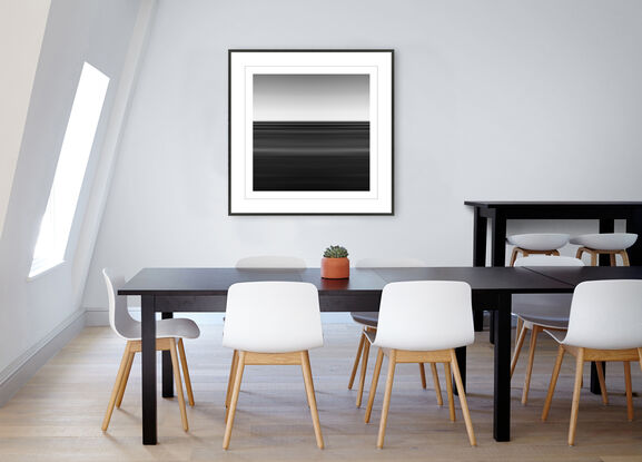 black and white seascape in abstract form