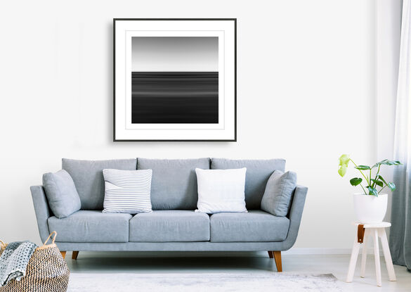 black and white seascape in abstract form