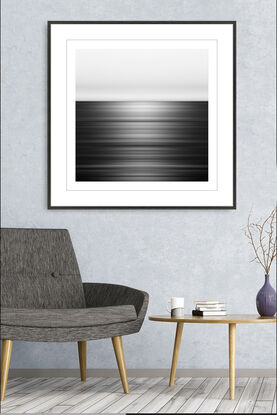 black and white seascape in abstract form