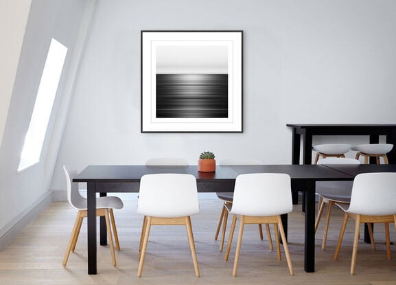 black and white seascape in abstract form