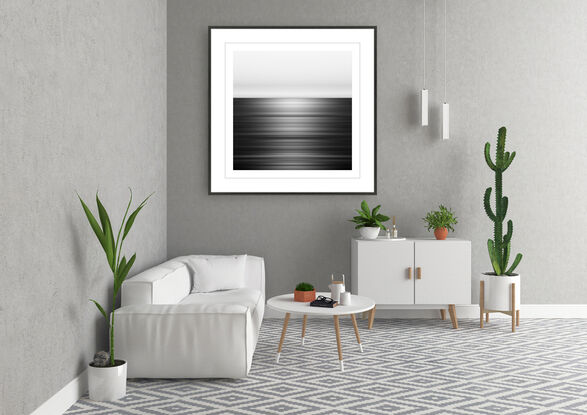 black and white seascape in abstract form