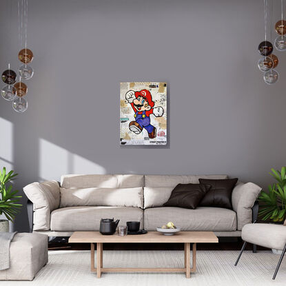 Mario mixed media collage painting