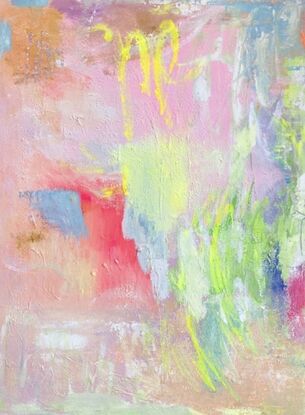 Bright, neon pastel saturated hues , gestural & vibrant abstract. 