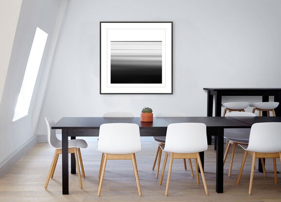 black and white seascape in abstract form