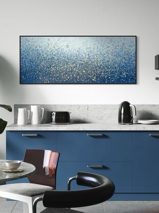 Gold Blue Water Dance blue abstract painting