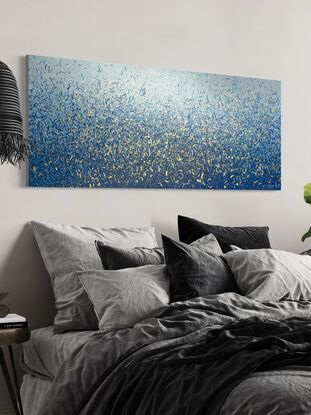 Gold Blue Water Dance blue abstract painting