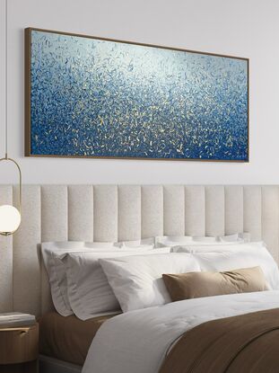 Gold Blue Water Dance blue abstract painting