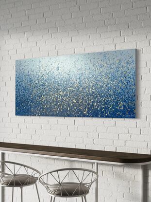 Gold Blue Water Dance blue abstract painting