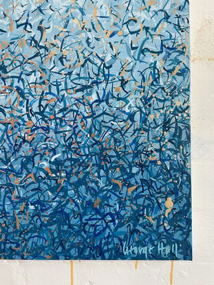 Gold Blue Water Dance blue abstract painting