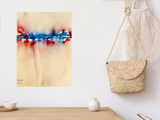 abstract artwork with blues and reds





