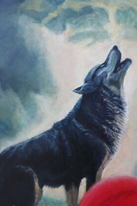 Red Riding Hood wolf howling moon