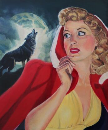 Red Riding Hood wolf howling moon