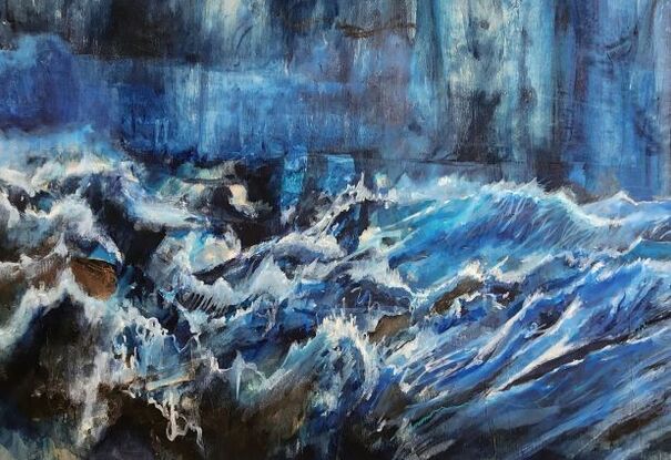 painting of stormy sea