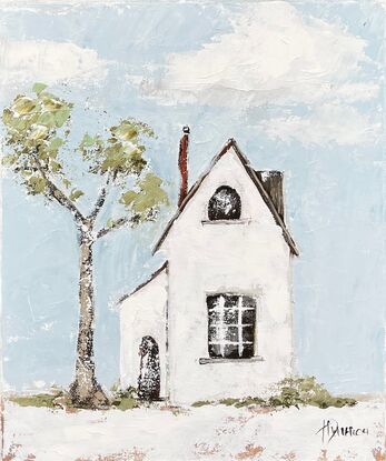 Original Figurative Farmhouse Painting featuring a country scene. 
